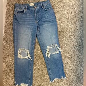 We The Free Light Blue Distressed Ankle Jeans
